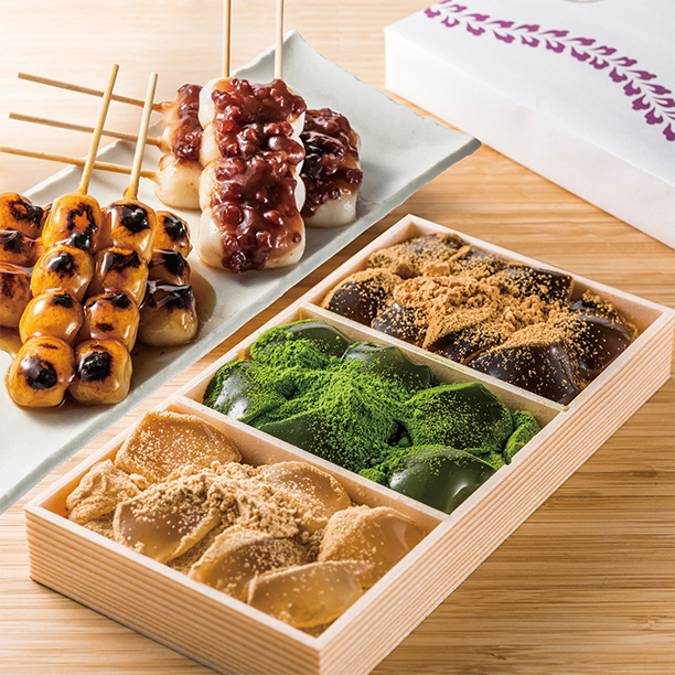 わらび餅3色、京だんご詰め合わせ