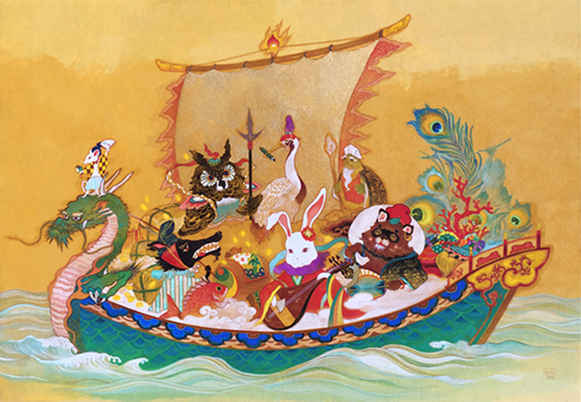 百虎「宝船龍神図」