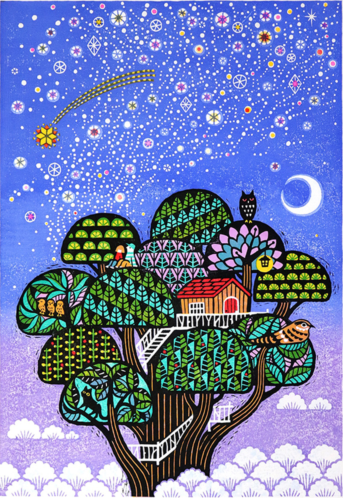 「夜のツリーハウス」