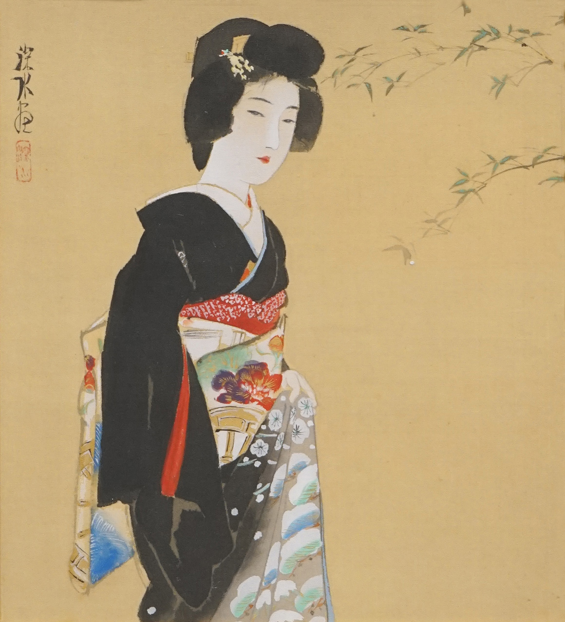伊東 深水「麓日」