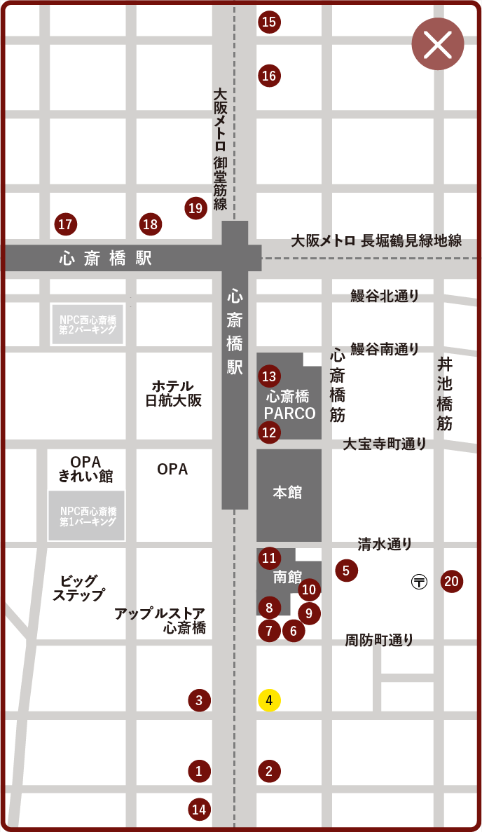 プラダ大阪心斎橋店 マップ