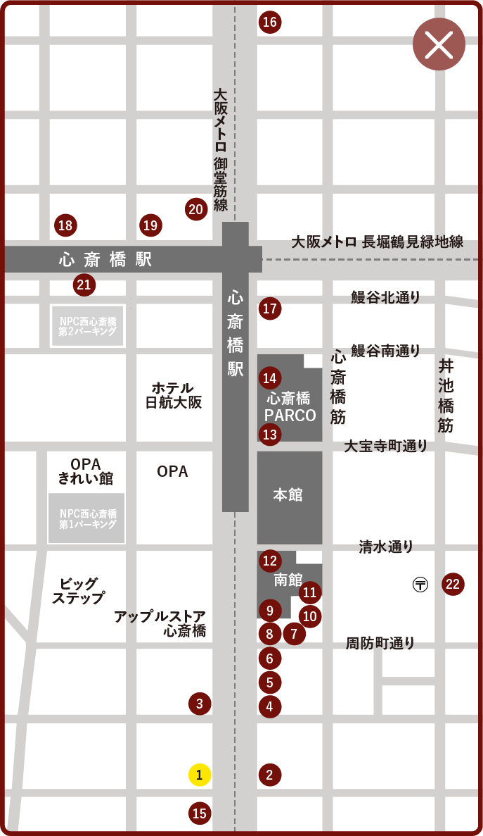 ブティックアシダ御堂筋店 マップ