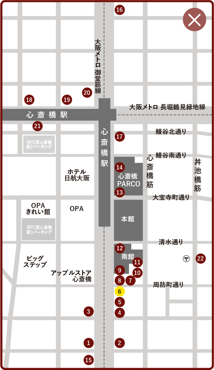 バーバリー心斎橋店 aマップ