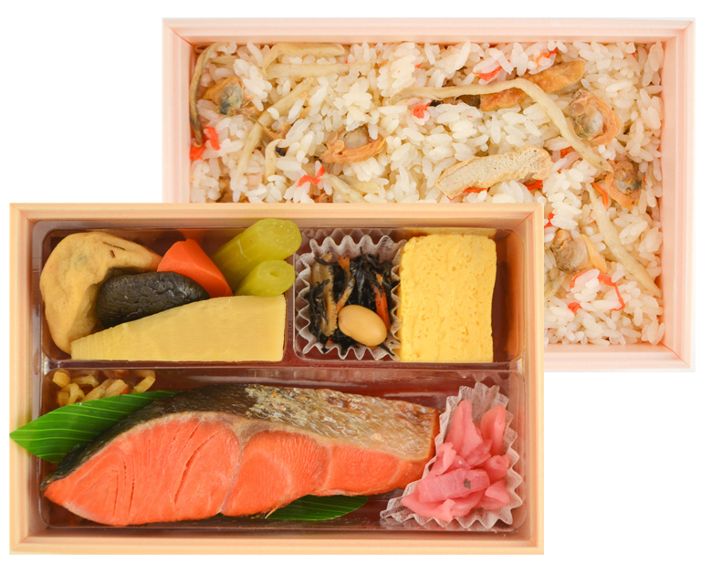 〈築地 魚弁 味の浜藤〉紅鮭塩焼と炊込みご飯弁当