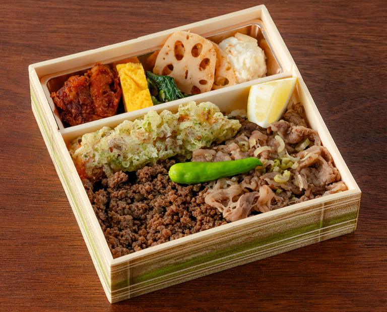 〈ごっつ食べなはれ〉黒毛和牛葱塩焼きとそぼろ山椒煮